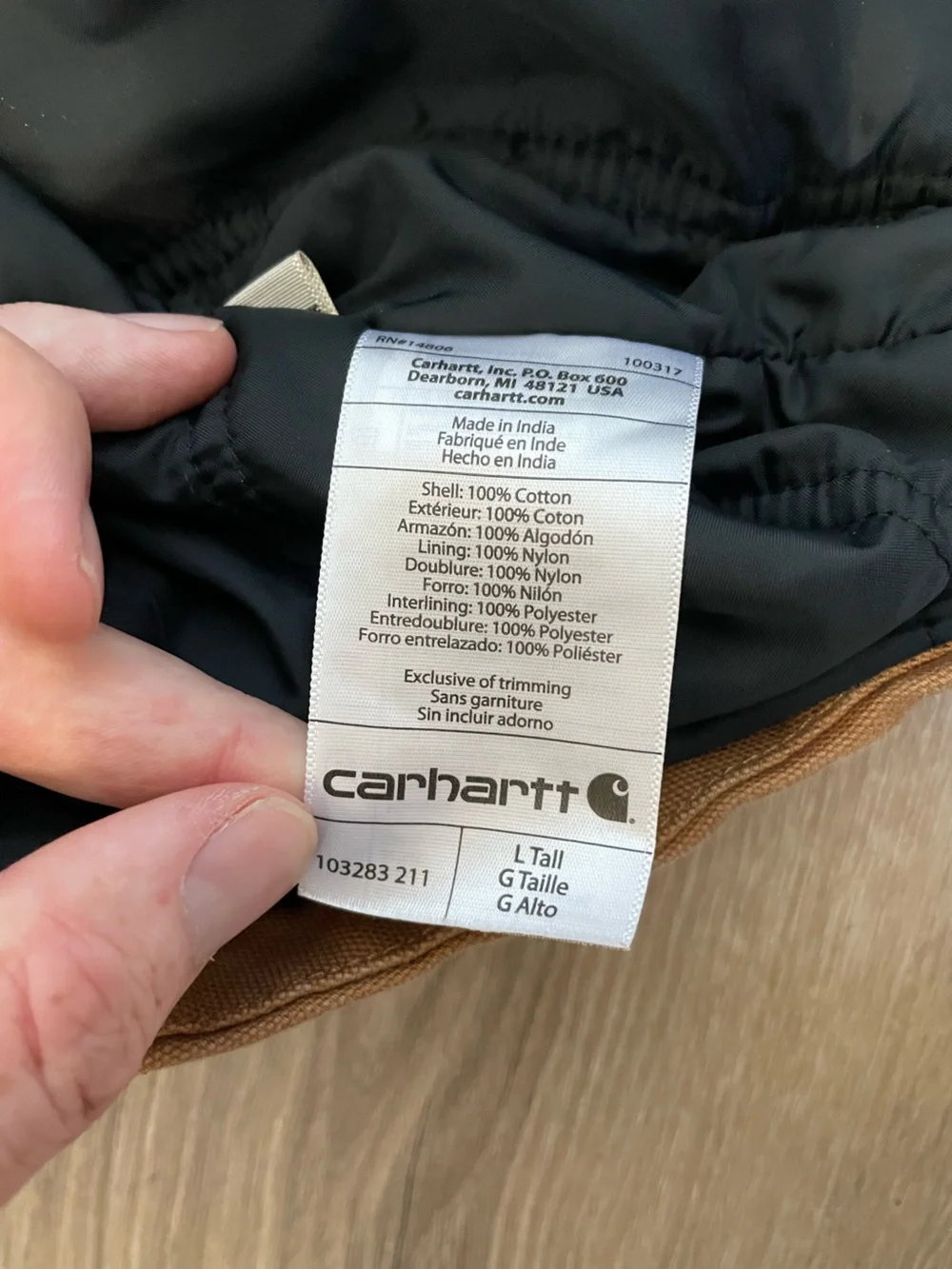 Carhartt Relaxed Fit Duck Utility Jacket Men’s Large Tall Brown Corduroy Collar